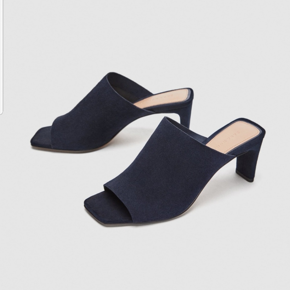 Zara navy blue mules